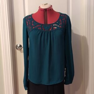 E M Juniors Teal Blouse, sz L